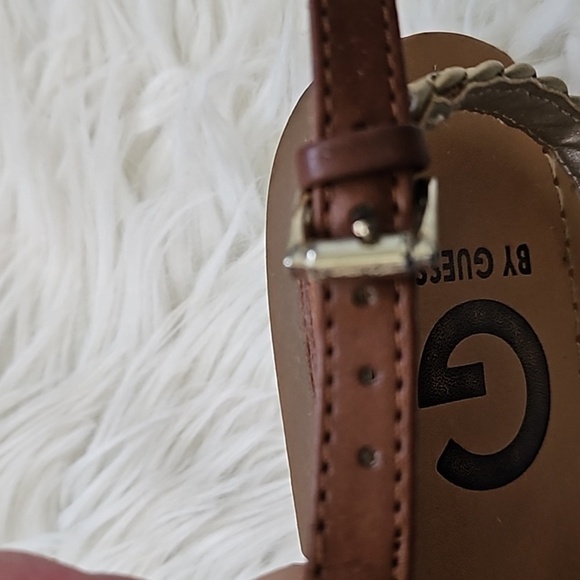 Guess Brown and Gold Braided Sandals with Buckle Accent - Picture 8 of 15